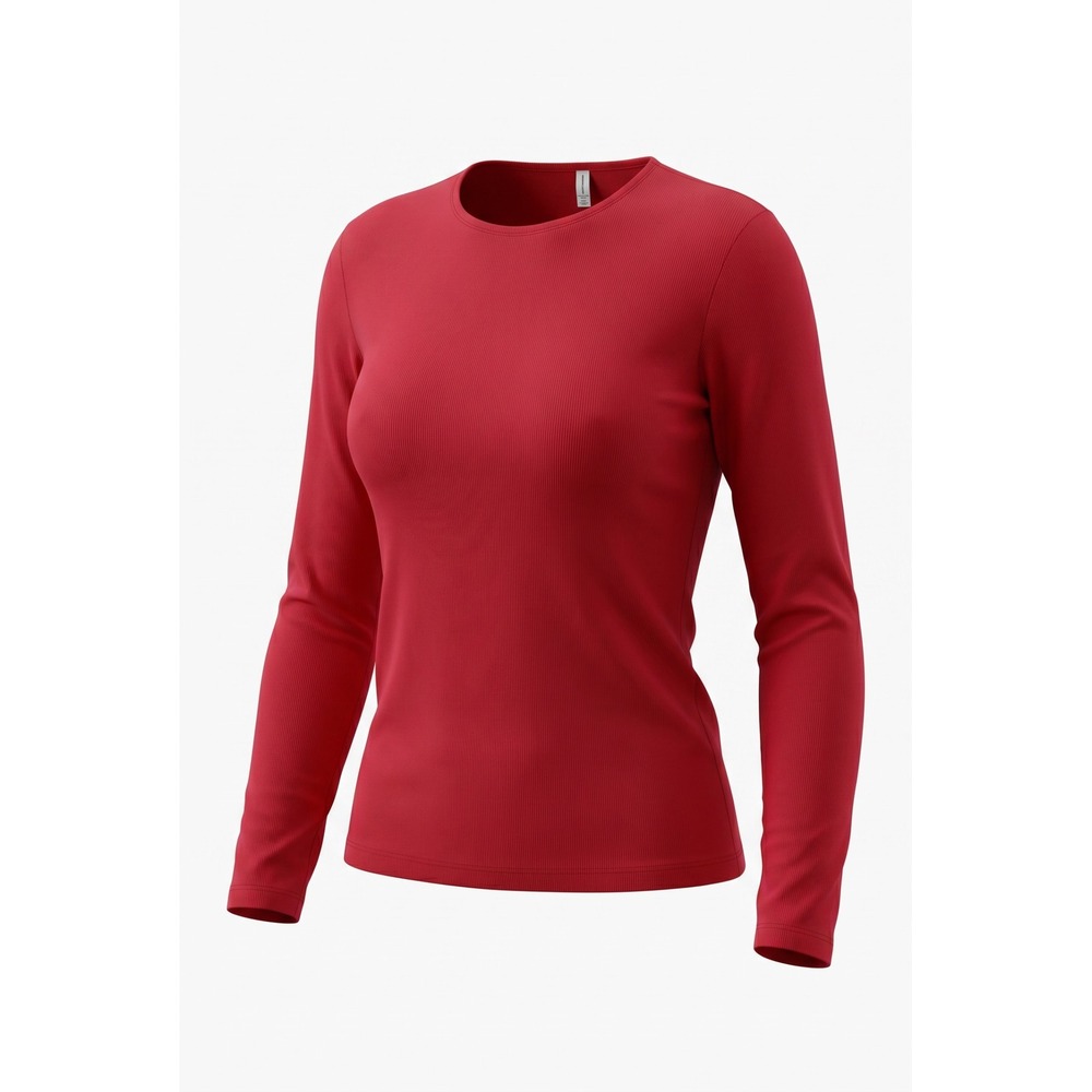 White Stag Womens Long Sleeve Ribbed Crew Neck Top Classic Red Size 12/14 L